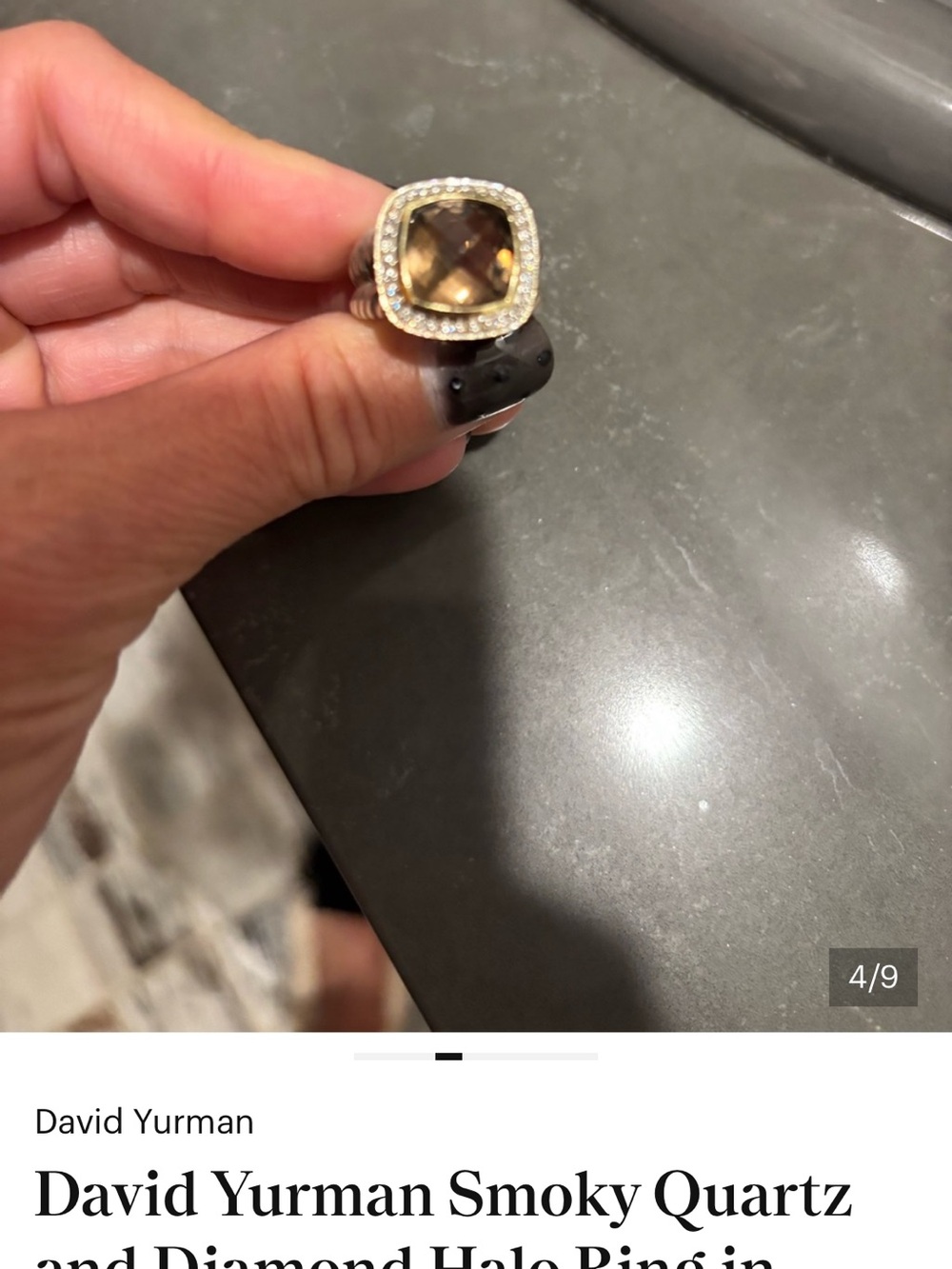 DAVID YURMAN ALBION MOONLIGHT ICE 17MM SMOKY QUARTZ DIAMOND RING SIZE 6 - Picture 7 of 16